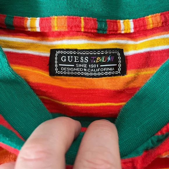 Guess‎ J Balvin Vibras Short Sleeve Embroidered Striped T Shirt Medium - Picture 5 of 7
